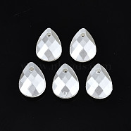 ABS Plastic Imitation Pearl Charms, Faceted, Teardrop, Creamy White, 12.5x8.5x4mm, Hole: 1.6mm, about 2900pcs/500g(OACR-N008-149)