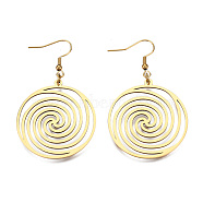 201 Stainless Steel Dangle Earrings, Vortex, Golden, 59mm, Pin: 0.6mm(STAS-S105-JN602-2)