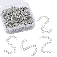 Iron Chain Extender, Curb Chains, Nickel Free, Platinum, 70mm, 100strands/box(IFIN-YW0001-09P-NF)