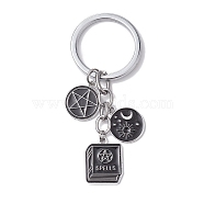 Alloy Enamel Keychains, with Alloy Split Key Rings, Platinum, 8.1cm(KEYC-JKC00774)