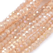 Electroplate Glass Beads Strands, Full Rainbow Plated, Faceted, Rondelle, Light Salmon, 2.5x1mm, Hole: 0.5mm, about 185~190pcs/strand, 13 inch(33cm)(GLAA-F079-FR11)