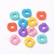 Opaque Acrylic Beads, Donut, Mixed Color, 13x3mm, Hole: 4.5mm, about 2100pcs/500g(MACR-Q169-97)