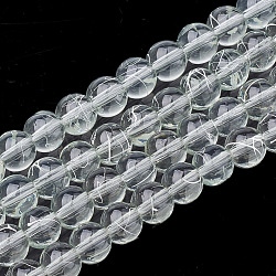Drawbench Transparent Glass Beads Strands, Spray Painted, Round, Azure, 8mm, Hole: 1.3~1.6mm, 31.4 inch(GLAD-Q012-8mm-04)