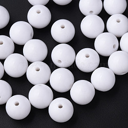 Opaque Acrylic Beads, Round, White, 16x15mm, Hole: 2.8mm(X-MACR-S370-C16mm-01)