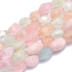 Natural Morganite Beads Strands, Oval, Faceted, 14~17x10~11mm, Hole: 1mm, about 28~29pcs/strand, 15.3 inch(39cm)(G-O170-24B)
