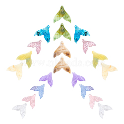 20Pcs 2 Sizes Cellulose Acetate(Resin) Pendants, Mermaid Tail, Mixed Color, 19~26.5x19~26.5x2.5~3mm(KY-SC0001-37)