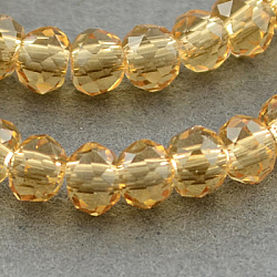 Transparent Glass Beads Strands, Faceted, Rondelle, Sandy Brown, 3x2mm, Hole: 0.5mm, about 160~165pcs/strand, 15.35 inch~15.75 inch(39~40cm)(GLAA-R135-2mm-03)