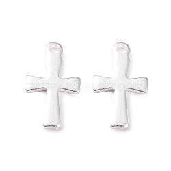 304 Stainless Steel Tiny Cross Charms, Silver, 12x7x1mm, Hole: 1.5mm(STAS-L234-077S)