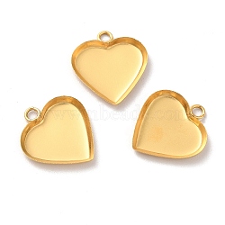 Ion Plating(IP) 304 Stainless Steel Pendant Cabochon Settings, Plain Edge Bezel Cups, Heart, Golden, Tray: 11x12.5mm, 15x14x1.6mm, Hole: 1.6mm(X-STAS-F167-22G)