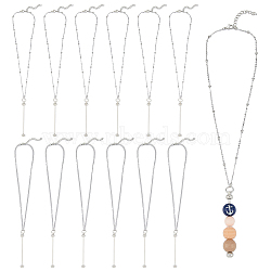 12Pcs 2 Styles Brass Cable Chains Necklaces Making, with Iron Bar Beadable Pendants, Non-Tarnish, Stainless Steel Color, 18.50 inch(47cm), 6pcs/style(NJEW-HS00014)