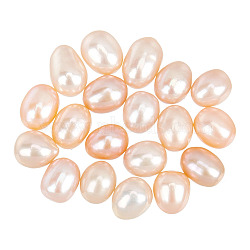 20Pcs Natural Cultured Freshwater Pearl No Hole Beads, Rice, Light Coral, 7~11x6~7mm(PEAR-NB0002-02B)