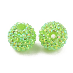 Opaque Acrylic Beads, Berry Beads, with Rhinestone, Round, Lawn Green, 20x18mm, Hole: 3mm(SACR-TAC0001-04B)