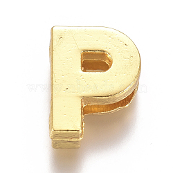 Alloy Slide Charms, Letter P, 12.5x9.5x4mm, Hole: 1.5x8mm(PALLOY-WH0069-02P-G)