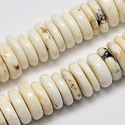 Natural Magnesite Beads Strands, Heishi Beads, Flat Round/Disc, Creamy White, 9~12x2~4mm, Hole: 1mm, about 150pcs/strand, 16.5 inch(G-M138-43)