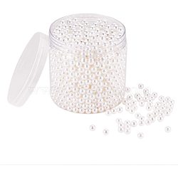 ABS Plastic Imitation Pearl Round Beads, Dyed, No Hole/Undrilled, White, 8mm, about 1500pcs/box(PH-MACR-F033-8mm-24)