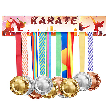 Acrylic Medal Holder, Medals Display Hanger Rack, Medal Holder Frame, Rectangle, Karate Pattern, 70x390x5mm