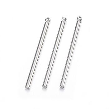 201 Stainless Steel Pendants, Bar, Stainless Steel Color, 32x2.5x2mm, Hole: 1.5mm