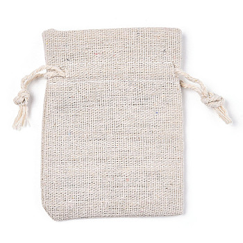 Cotton Cloth Packing Pouches Drawstring Bags, Gift Sachet Bags, Muslin Bag Reusable Tea Bag, Rectangle, Old Lace, 9.5x7cm