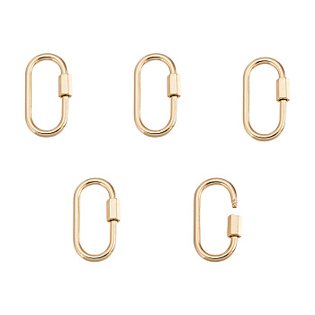 Brass Screw Carabiner Lock Charms, for Necklaces Making, Oval, Golden, 25x13x4mm, Screw: 6x4mm