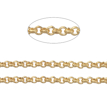 Brass Rolo Chains, Belcher Chains, Soldered, Long-Lasting Plated, with Spool, Cadmium Free & Nickel Free & Lead Free, Golden, 1x0.4mm, about 16.4 Feet(5m)/roll