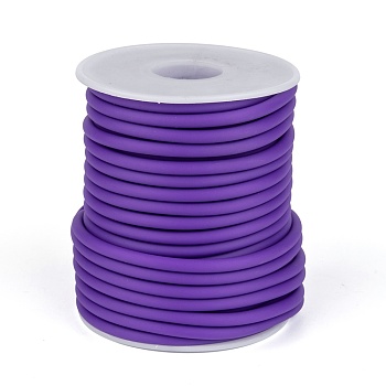 Hollow Pipe PVC Tubular Synthetic Rubber Cord, Wrapped Around White Plastic Spool, Mauve, 4mm, Hole: 2mm, about 16.4 yards(15m)/roll