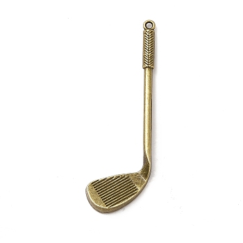 Tibetan Style Alloy Big Pendants, Golf Club Charms, Antique Bronze, 77x26x6mm, Hole: 2mm, about 147pcs/1000g
