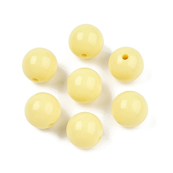 Opaque Acrylic Beads, Round, Champagne Yellow, 16x15mm, Hole: 2.8mm, about 220pcs/500g