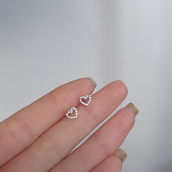 Alloy Earrings for Women, with 925 Sterling Silver Pin, Heart, 10mm
