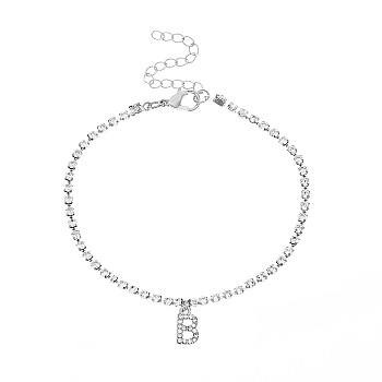 Fashionable and Creative Rhinestone Anklet Bracelets, English Letter B Hip-hop Creative Beach Anklet for Women