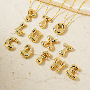 26Pcs 26 Styles Simple and Stylish Brass Letter Pendant Satellite Chain Necklaces Set for Women Men, Golden, Letter A~Z, 16.14 inch(41cm), 1pc/style