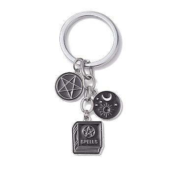 Alloy Enamel Keychains, with Alloy Split Key Rings, Platinum, 8.1cm