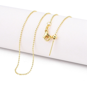 Brass Ball Chain Necklaces for Women, Real 18K Gold Plated, 17.72 inch(450mm)