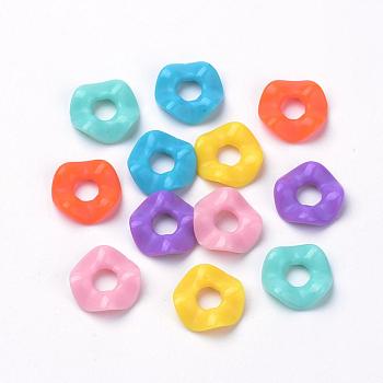 Opaque Acrylic Beads, Donut, Mixed Color, 13x3mm, Hole: 4.5mm, about 2100pcs/500g