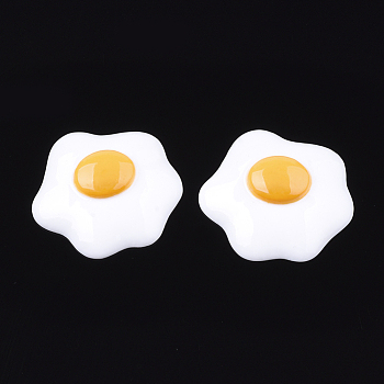 Resin Cabochons, Fried Egg/Poached Egg, Creamy White, 32x35x8mm