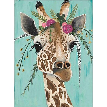 5D DIY Diamond Painting Animals Canvas Kits, with Resin Rhinestones, Diamond Sticky Pen, Tray Plate and Glue Clayay, Giraffe Pattern, 30x20x0.02cm