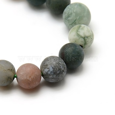 Natural Frosted Indian Agate Round Bead Strands(G-M063-6mm-01)-2