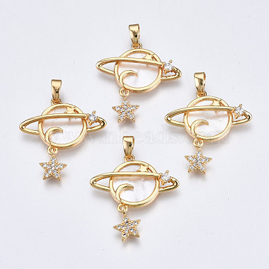Real 18K Gold Plated White Planet Shell Pendants