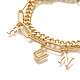 Word Fun Brass Micro Pave Cubic Zirconia Card Paper Chain Bracelets(BJEW-L696-103G)-2