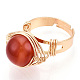 Natural Howlite & Citrine & Tiger Eye & Natural Carnelian & Amethyst & Lapis Lazuli Round Finger Rings(RJEW-T019-01-KC-1)-3