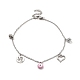 Enamel Evil Eye & Cubic Zirconia & 304 Stainless Steel Charm Anklet with Cable Chains(AJEW-C021-09P)-2