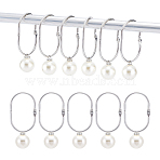 304 Stainless Steel Shower Curtain Rings for Bathroom, Easy Glide Rollers, Metal Shower Hook Hangers with ABS Plastic Imitation Pearl Pendants, Platinum, 103mm, 20pcs/set(HJEW-NB00301)