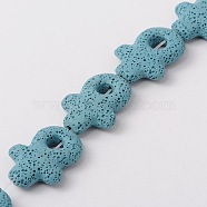 Synthetic Lava Rock Bead Strands, Female Gender Sign, Dyed, Light Blue, 38x34x8mm, Hole: 1mm, about 12pcs/strand, 16.1 inch(G-N0094-14)
