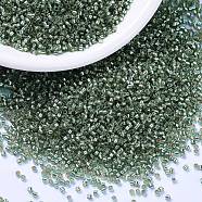 MIYUKI Delica Beads, Cylinder, Japanese Seed Beads, 11/0, (DB2165) Duracoat Silver Lined Dyed Dark Sea Foam, 1.3x1.6mm, Hole: 0.8mm, about 10000pcs/bag, 50g/bag(SEED-X0054-DB2165)