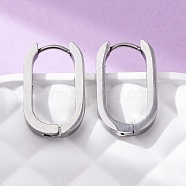 Tarnish Resistant 304 Stainless Steel Huggie Hoop Earrings, Oval, Stainless Steel Color, 21x12x3mm, Pin: 1mm(STAS-S103-21P)