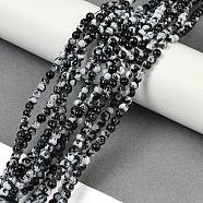 Drawbench & Baking Painted Glass Beads Strands, Round, Black, 4mm, Hole: 1.1~1.3mm, about 200pcs/strand, 31.4 inch(GLAA-S176-4mm-16)