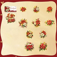 Waterproof PET Decorative Stickers, Christmas Blossom Series, FireBrick, 49~90x46~88x0.2mm, 10pcs/set(DIY-M073-02D)