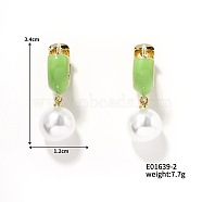 Round Imitation Pearl Hoop Earrings for Women, Elegant and Stylish Accessories, Golden, Green, 34x12mm(IR2603-2)