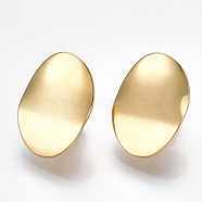 Brass Clip-on Earring Findings, Nickel Free, Real 18K Gold Plated, 20x14.5mm, Hole: 2mm(KK-T038-246G)