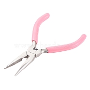 45# Carbon Steel Jewelry Pliers, Chain Nose Pliers, Pink, 12.6x8.2x0.8cm(PT-SC0001-49F)