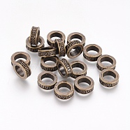 Tibetan Style Spacer Beads, Lead Free & Cadmium Free & Nickel Free, Rondelle, Antique Bronze Color, Size: about 11mm in diameter, 4mm thick, Inner Diameter: 7mm(X-MLF11534Y-NF)